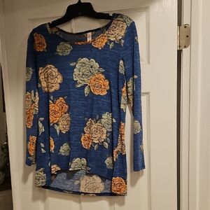 LuLaRoe Blue Floral Long Sleeve Top